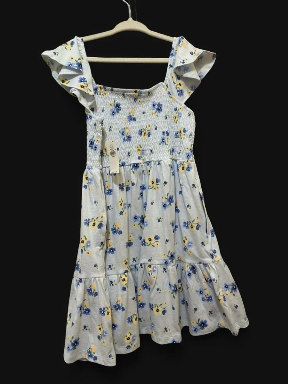 Old Navy Light Blue Floral Smocked Sundress with Yellow & Blue Flowers